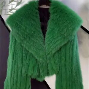 Vibrant Green Faux Fur Jacket Festival RAVE